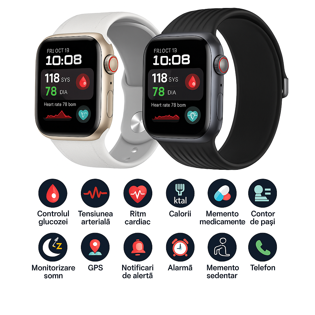 Smartwatch Y68 - Ceas inteligent pentru măsurarea zahărului din sânge